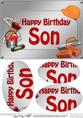 A5 Birthday Son Handyman Tools Oval Pyramage Topper