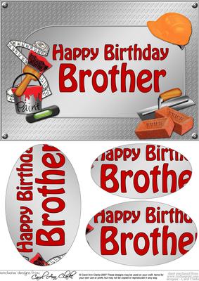 A5 Birthday Brother Handyman Tools Oval Pyramage Topper