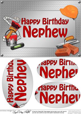 A5 Birthday Nephew Handyman Tools Oval Pyramage Topper