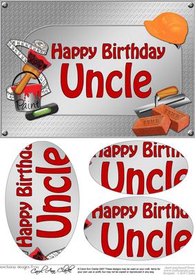 A5 Birthday Uncle Handyman Tools Oval Pyramage Topper
