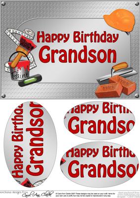 A5 Birthday Grandson Handyman Tools Oval Pyramage Topper