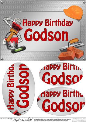 A5 Birthday Godson Handyman Tools Oval Pyramage Topper