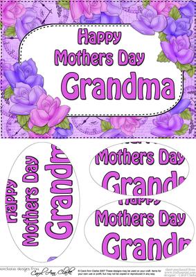 A5 Mothers Day Grandma Time for Roses Oval Pyramage Topper