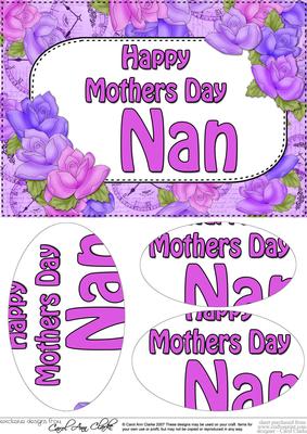 A5 Mothers Day Nan Time for Roses Oval Pyramage Topper