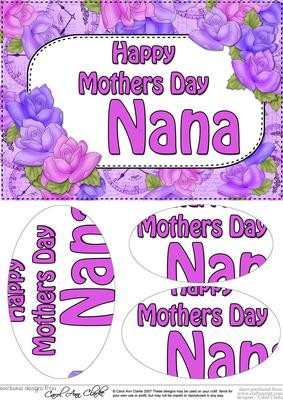 A5 Mothers Day Nana Time for Roses Oval Pyramage Topper
