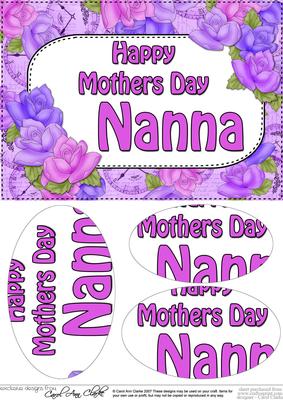 A5 Mothers Day Nanna Time for Roses Oval Pyramage Topper