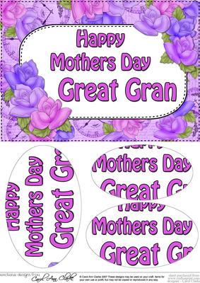 A5 Mothers Day Great Gran Time for Roses Oval Pyramage
