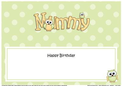 Large Dl Birthday Mummy Owls Matching Insert