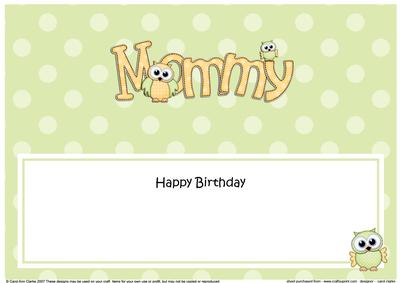 Large Dl Birthday Mommy Owls Matching Insert