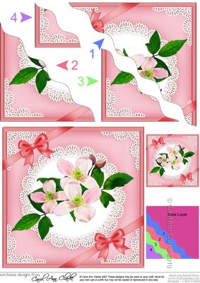 Clematis and Lace Wavy Corner Side Stacker Topper