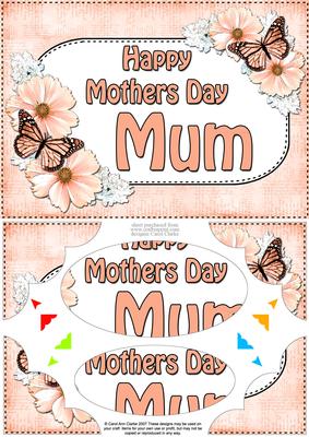 A5 Mothers Day Mum Butterflies & Flowers Scallop Corner