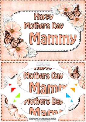 A5 Mothers Day Mammy Butterflies & Flowers Scallop Corner