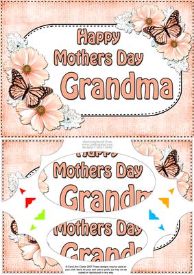 A5 Mothers Day Grandma Butterflies & Flowers Scallop Corner