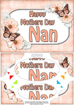 A5 Mothers Day Nan Butterflies & Flowers Scallop Corner