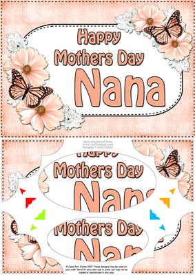 A5 Mothers Day Nana Butterflies & Flowers Scallop Corner