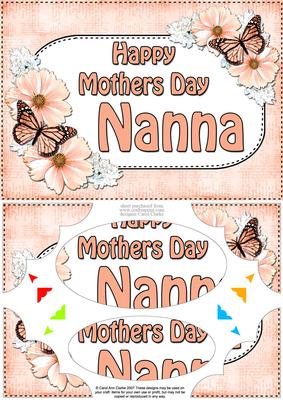 A5 Mothers Day Nanna Butterflies & Flowers Scallop Corner