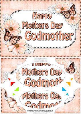 A5 Mothers Day Godmother Butterflies Flowers Scallop Corner