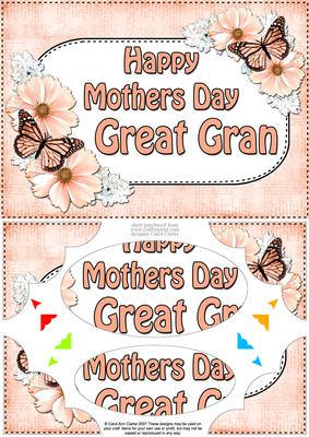 A5 Mothers Day Great Gran Butterflies Flowers Scallop Corner