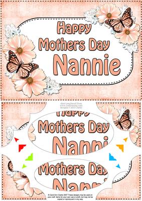 A5 Mothers Day Nannie Butterflies & Flowers Scallop Corner