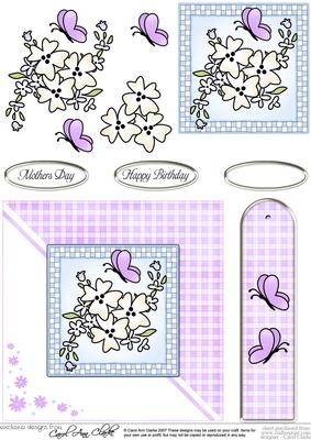 Flowers and Butterfly Quick Card with Decoupage