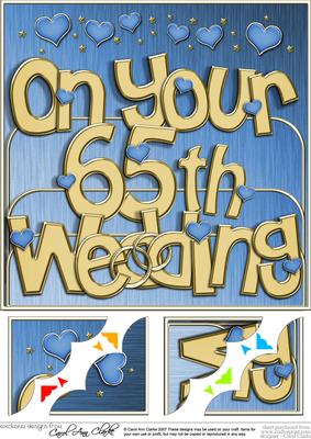 8 x 8 65th Wedding Anniversary Scalloped Corner Topper