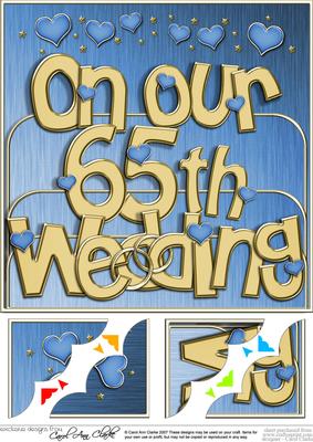 8 x 8 65th Wedding Anniversary Scalloped Corner Topper