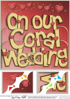 8 x 8 Coral Anniversary Scalloped Corner Topper