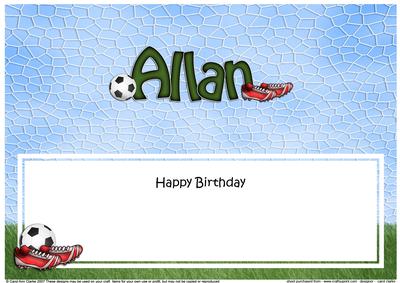Large Dl Birthday Allan Football Matching Insert