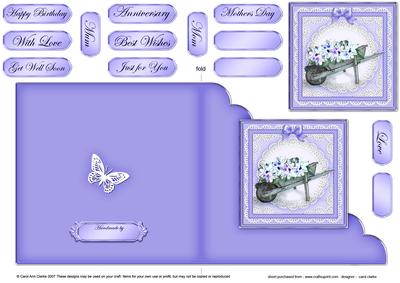 Flower Filled Wheelbarrow Cut and Fold Card Corner Card