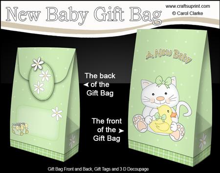 3D New Baby Cute Little Cat Gift Bag Mini Kit