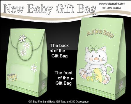 3D New Baby Cute Little Cat Gift Bag Mini Kit