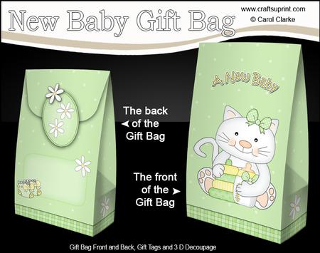 3D New Baby Cute Little Cat Gift Bag Mini Kit
