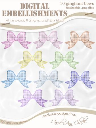 Pretty 'gingham Bow' Digital Embellishments