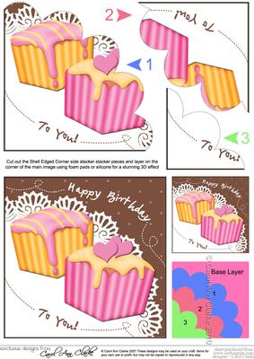 Fondant Fancies Birthday Cakes Shell Edged Corner Side Stack