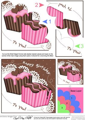 Fondant Fancies Birthday Cakes Shell Edged Corner Side Stack
