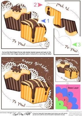 Fondant Fancies Birthday Cakes Shell Edged Corner Side Stack