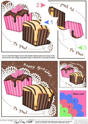 Fondant Fancies Birthday Cakes Shell Edged Corner Side Stack