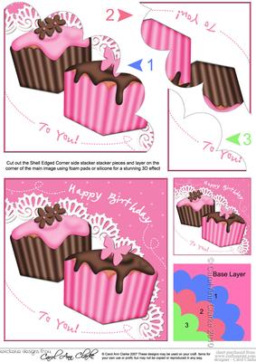Fondant Fancies Birthday Cakes Shell Edged Corner Side Stack