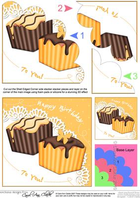 Fondant Fancies Birthday Cakes Shell Edged Corner Side Stack