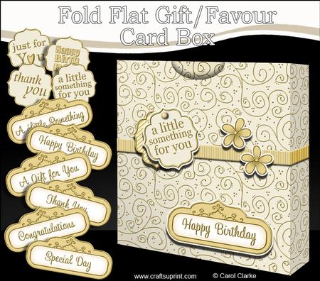 3D Gold Swirls Gift Favour Card Box