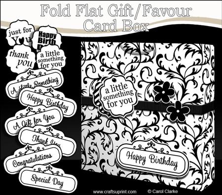 3D Stylish Black & White Gift Favour Card Box