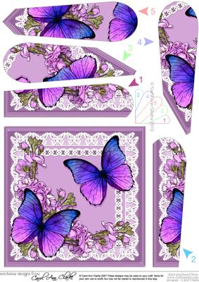 Butterflies and Flowers on Lace Fan Pyramage Topper