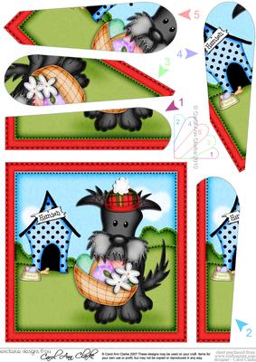 Hamish Scottie Dog Easter Basket Fan Pyramage Topper