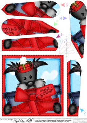 Hamish Scottie Dog Present Fan Pyramage Topper