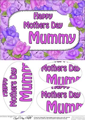 A5 Mothers Day Mummy Time for Roses Oval Pyramage Topper