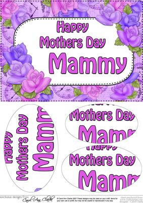 A5 Mothers Day Mammy Time for Roses Oval Pyramage Topper
