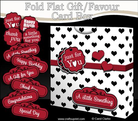 3D Romantic Hearts Gift Favour Fold Flat Card Box