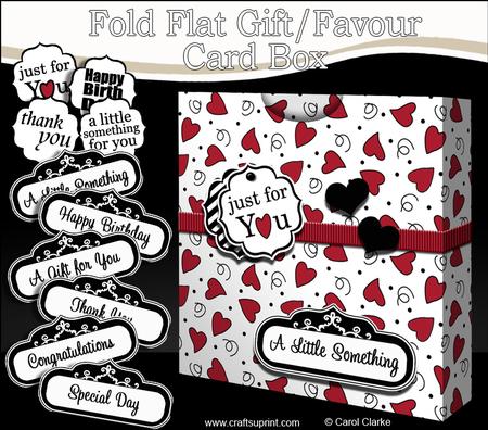 3D Romantic Hearts Gift Favour Fold Flat Card Box