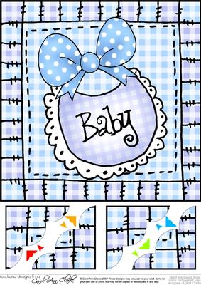 8 x 8 New Baby Boy Scalloped Corner Topper