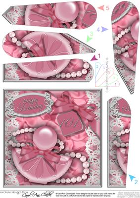 101st Birthday Perfume Lace & Pearls Fan Pyramage Topper